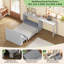 Lit simple escamotable avec commode à hauteur réglable, commode escamotable avec coussin pliable pour chambre d'amis, petit espace, gris