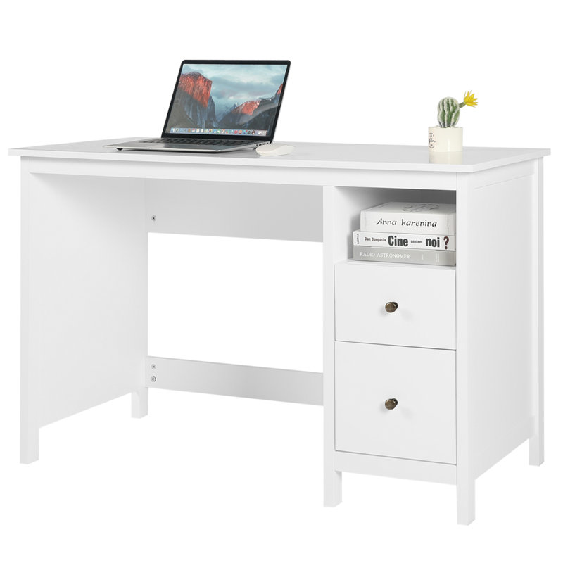 Bureau d'écriture avec tiroirs 47 po, Blanc
