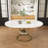 43 Inch Round Extendable Dining Table For 4-6, Farmhouse Kitchen Table With Storage Shelf & Gold Metal Base, Marble Veneer Table From 43 To 59 Inch, Large Round Table For Home (No Chairs)