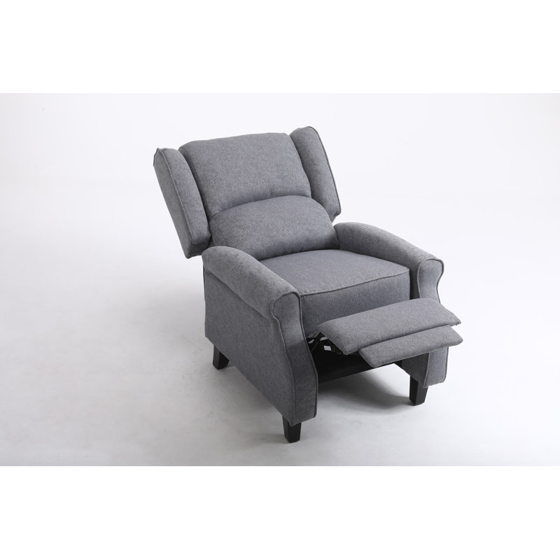 Elianna 78cm Wide Wing Chair Recliner, Blue 100% Linen