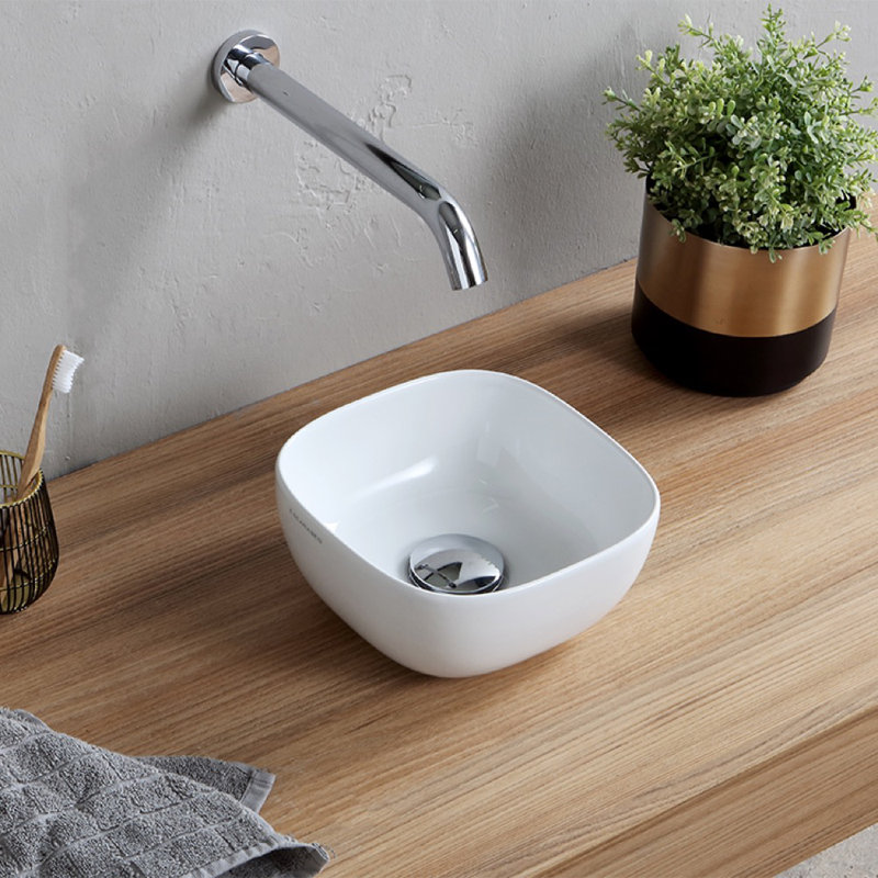 8.9'' White Ceramic Round Vessel Bathroom Sink