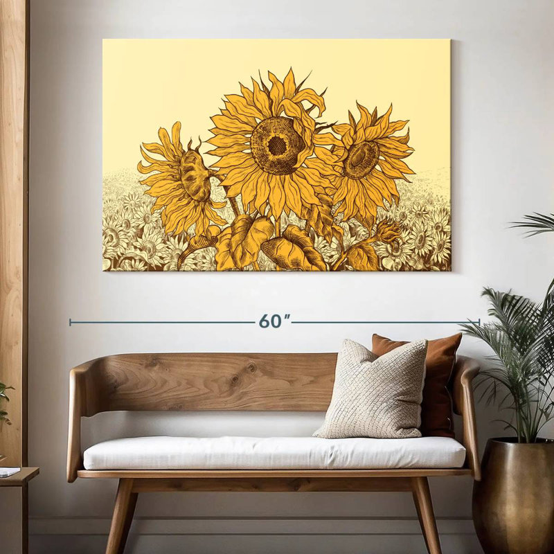 Champ de tournesols rétro Alvord, H 34 po x l 51 po