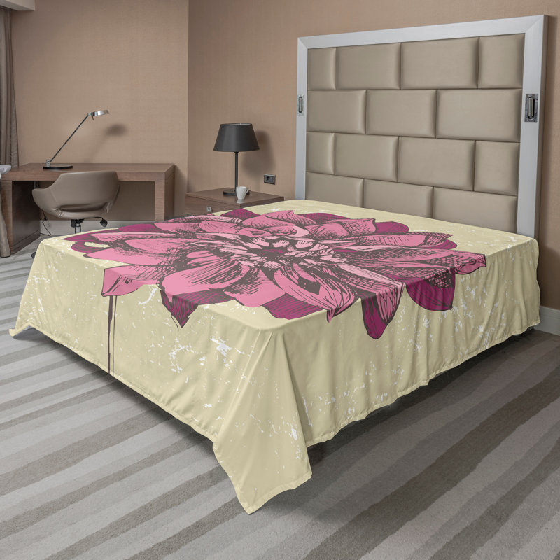 Ambesonne Orient Top Flat Sheet Mosaic Motifs, Full Flat Sheet, Purple/Khaki Floral