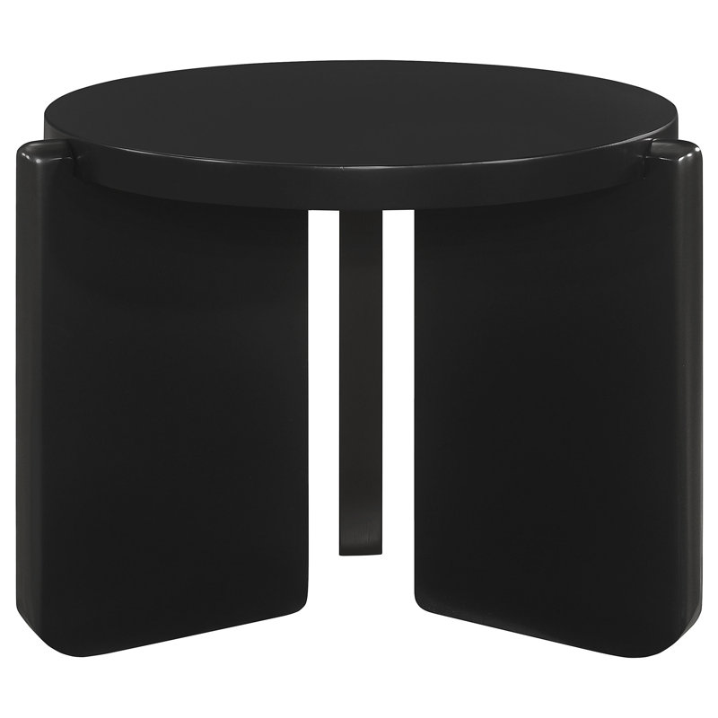Gowri Round Solid Wood End Table Black