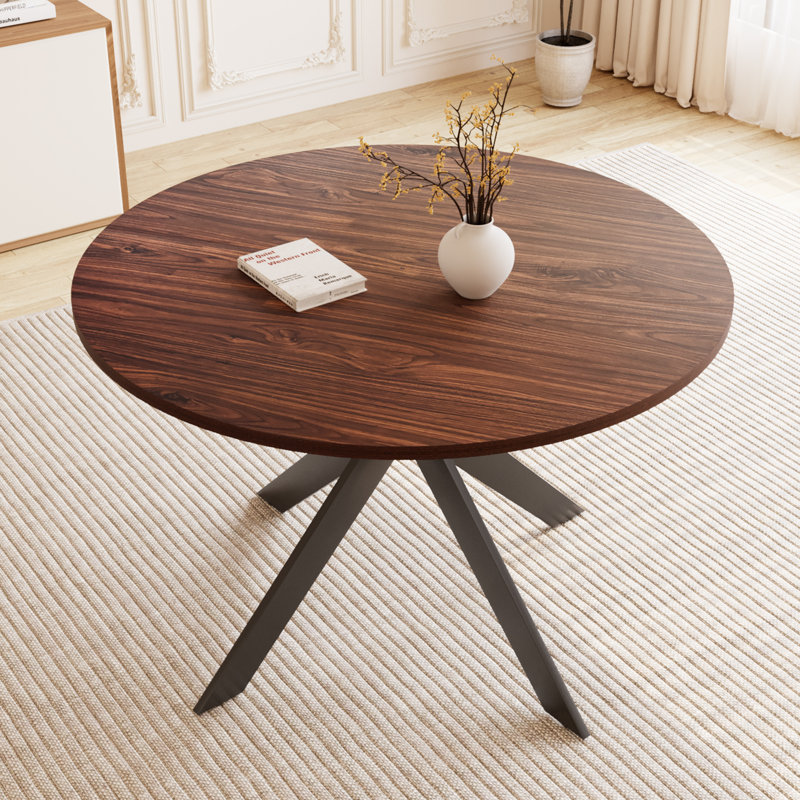 Garrell 46" W Round 4-Person Manufactured Wood Dining Table, Brown