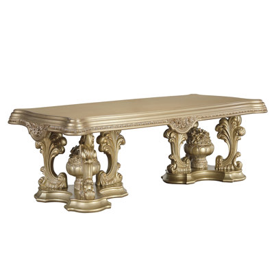 Dining Table W/Pedestal Base, Gold Finish