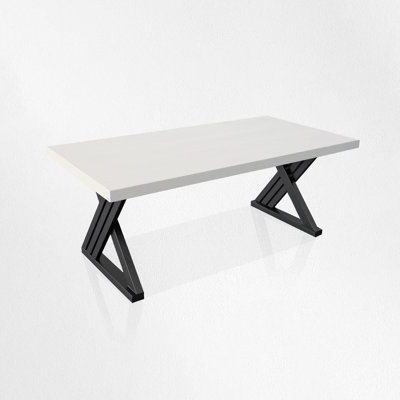 Table basse moderne en métal pour le salon «X Shape Metal Legs» - Blanc
