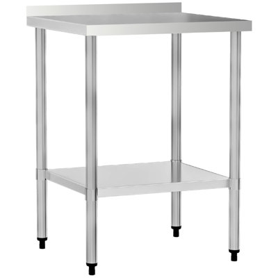 Table de travail 24 po X en acier inoxydable de calibre 18 avec dosseret de 4 po et tablette inférieure. Pour la rouille, les taches, la corrosion, pour la production alimentaire commerciale, la corrosion, facile à nettoyer, les ustensiles de cuisine de rangement supplémentaires