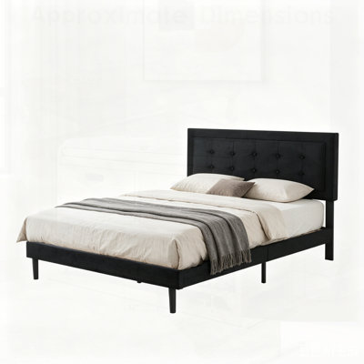 Full Size Platform Bed Frame With Upholstered Headboard And Wood Slats Support,No Box Spring Needed
