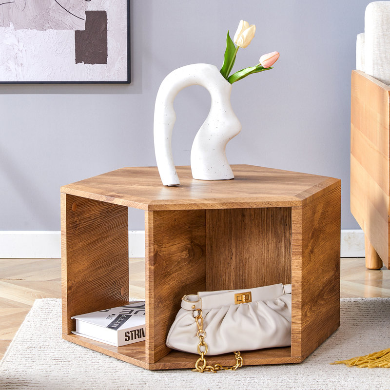 Hexagonal MDF Coffee Table, Characteristic Wood Grain Pattern Stickers, Multi-Hole Design To Give More Storage Space, Simple And Convenient Design Makes It Suitable For All Kinds Of Style Scenes.