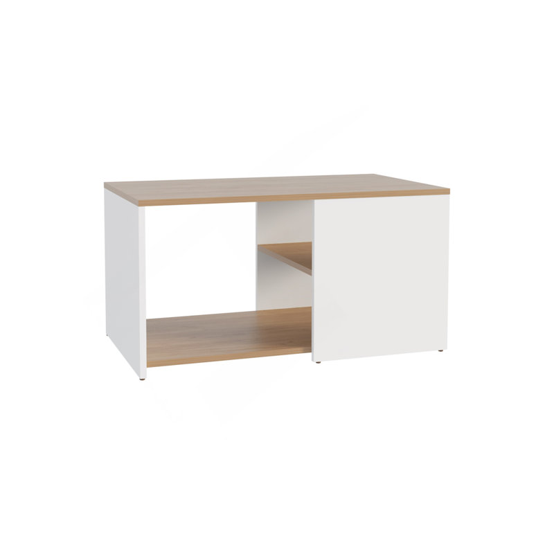 Adele 31" Wide Coffee Table With Three Shelves White - Natural Oak