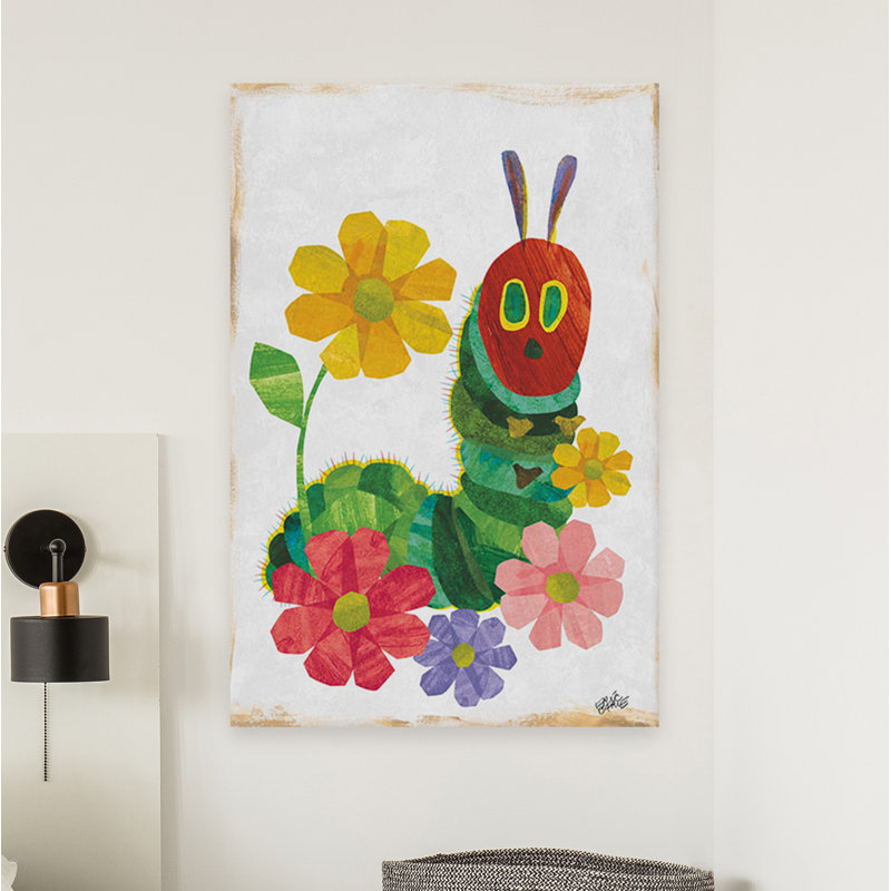 Chenilles sur tournesols - reproduction sur toile tendue, H 12 po x l 8 po x P 1,5 po