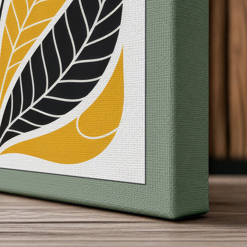 Symmetrical Bloom Scandinavian - Wrapped Canvas, 36x24 - 91.4 x 61.0 cm, Sage Border