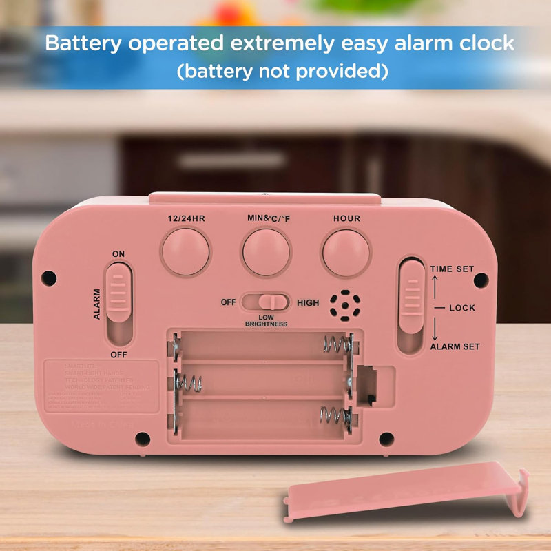 Peakeep Digital Electric Tabletop Clock with Alarm Pink