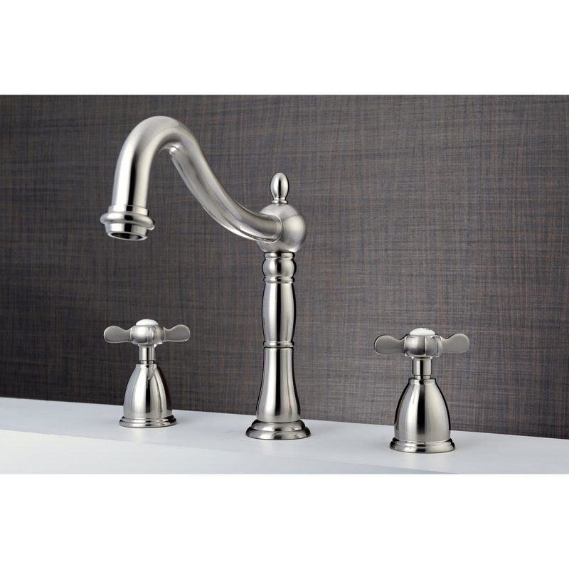Kingston Brass Essex Two-Handle 3-Hole Deck Mount Roman Tub Faucet, Brushed Nickel