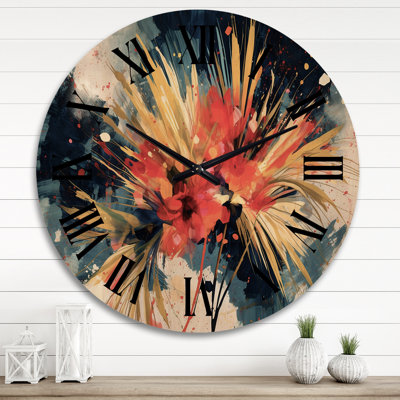 Horloge murale jaune palmier jaune surdimensionné tropical Paradise I