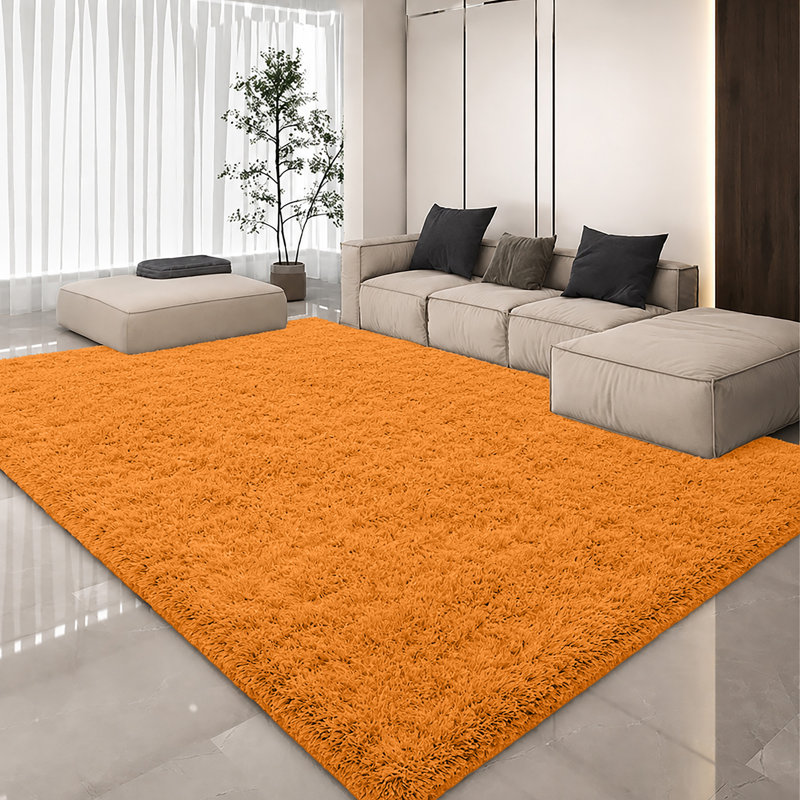 Luxury Plush Shaggy Area Rug & Runner, Soft Deep-Pile Non-Slip Living Room Carpet, Rectangle 120 x 170 cm, Ochre