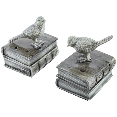 Bird Decorative Bookends for Heavy Books – Vintage Resin Farmhouse Book Ends