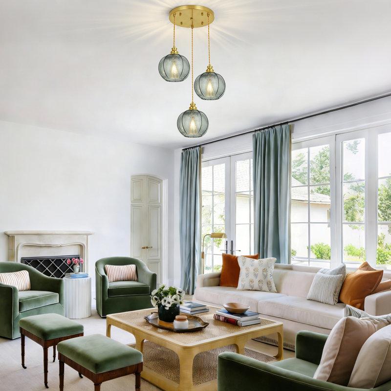 Luminaire suspendu moderne avec abat-jour en verre Emiliani, Vert