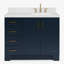 Meuble-lavabo simple en bois massif de 42 po de couleur bleu nuit avec comptoir en quartz blanc Carrara de 1,5 po Freitas-458918828-458918819-433545310