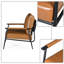 Chaise de salle à manger d'appoint moderne en similicuir avec structure en métal, fauteuil rembourré brun pour salon