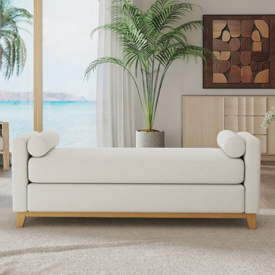 Banc de 66 po avec deux coussins ronds pour la chambre à coucher