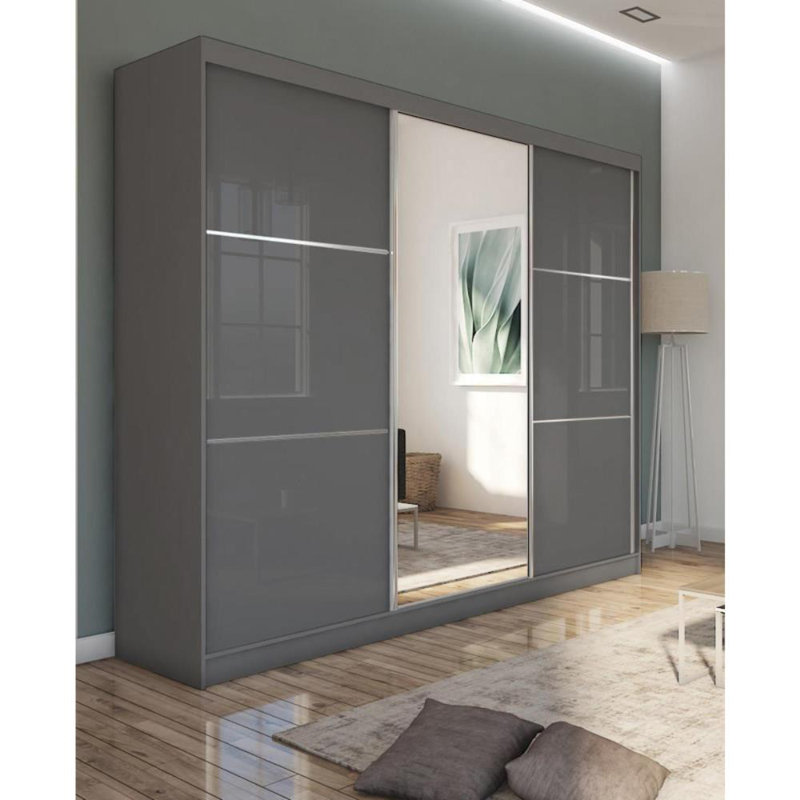 Raminta 3 Door Sliding Wardrobe, Gray