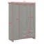 Armoire 3 portes avec 2 tiroirs, 2 tringles et tablettes