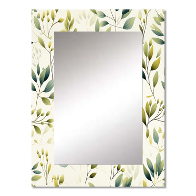 Demareon Minimalist Botanicals - botanical  Mirror, Botanical Unique Wall Mirror, Printed Metal Art