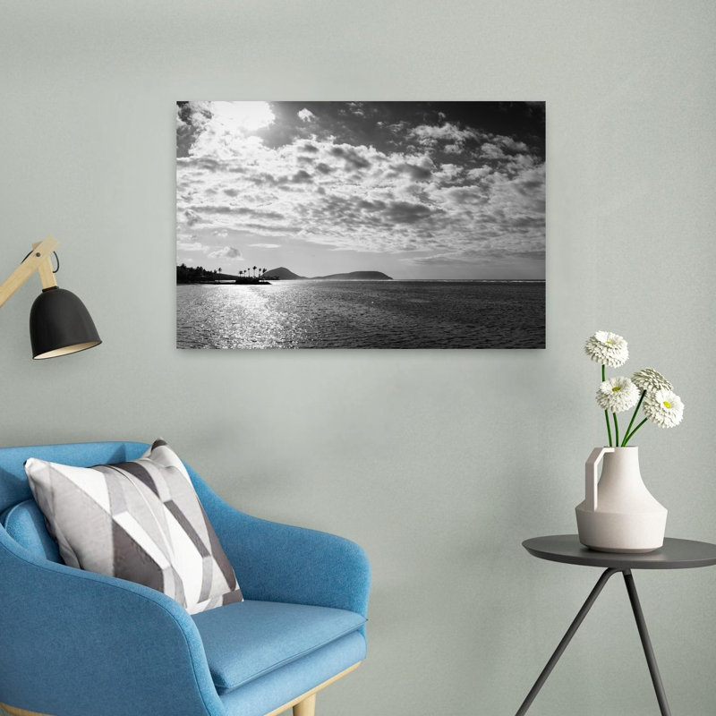 Vue sur mer avec vagues, Oahu, Hawaï, États-Unis, paysage contemporain, art mural, H 16 po x l 24 po