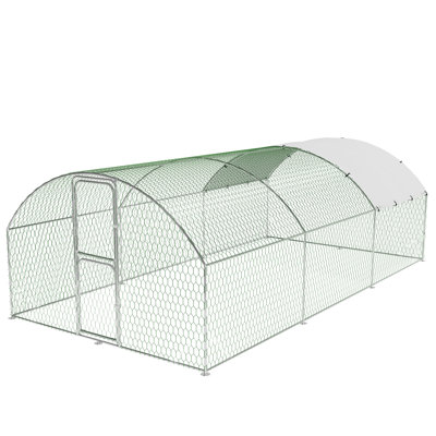 Grand poulailler en métal, enclos à poules robuste, poulailler à cage avec housse imperméable et anti-UV pour une utilisation en extérieur dans une cour arrière, L 9,8 pi x l 19,7 pi x H 6,6 pi