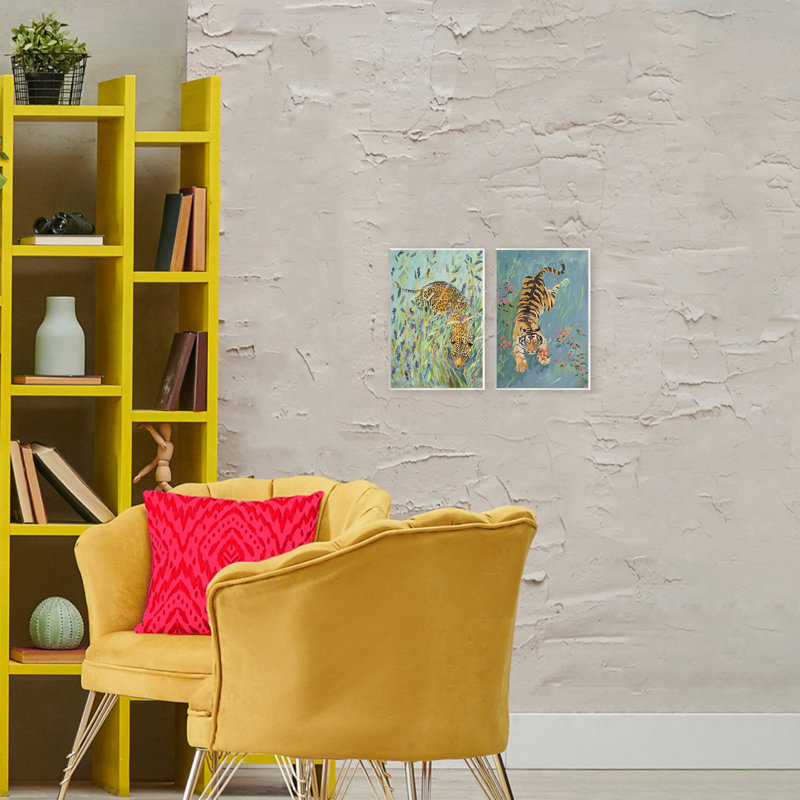 Ensemble de 2 plaques murales Prowling Tiger & Leopard Habitats, design par Amanda Tsoukanelis, H 19 po x l 26 po