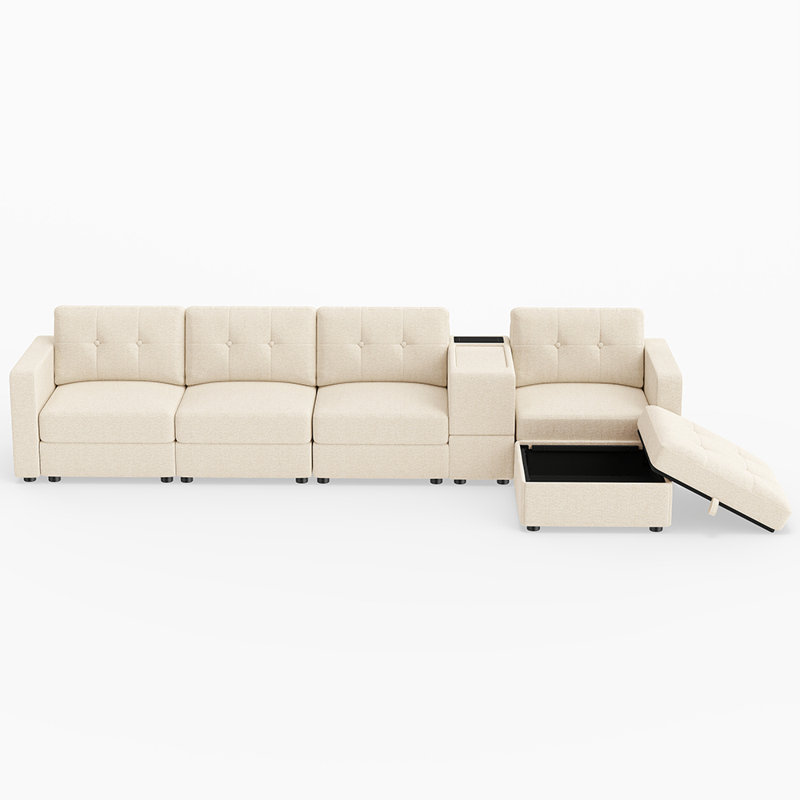 Canapé modulaire en L 4 places, Beige