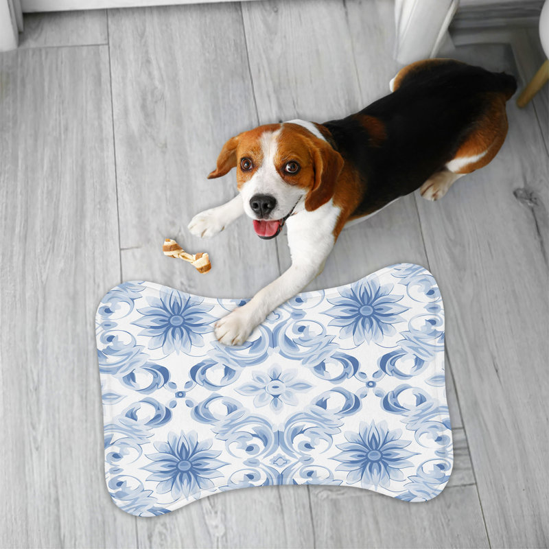 Floral Blueprints - 1 Piece Bone Shape Feeding Mat
