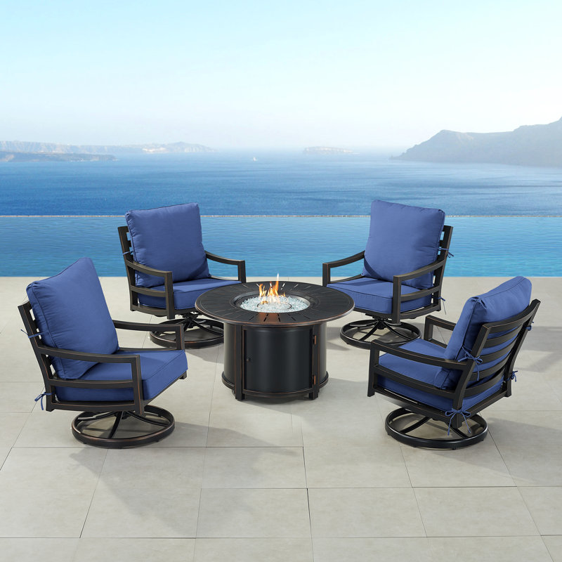 Ferrol 4 - Person Patio Conversation Set with Cushions, Blue