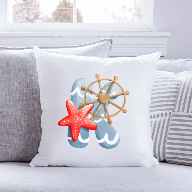 Nautical Sea Life_613 - Coussin décoratif avec coussin décoratif, H 16 po x l 16 po