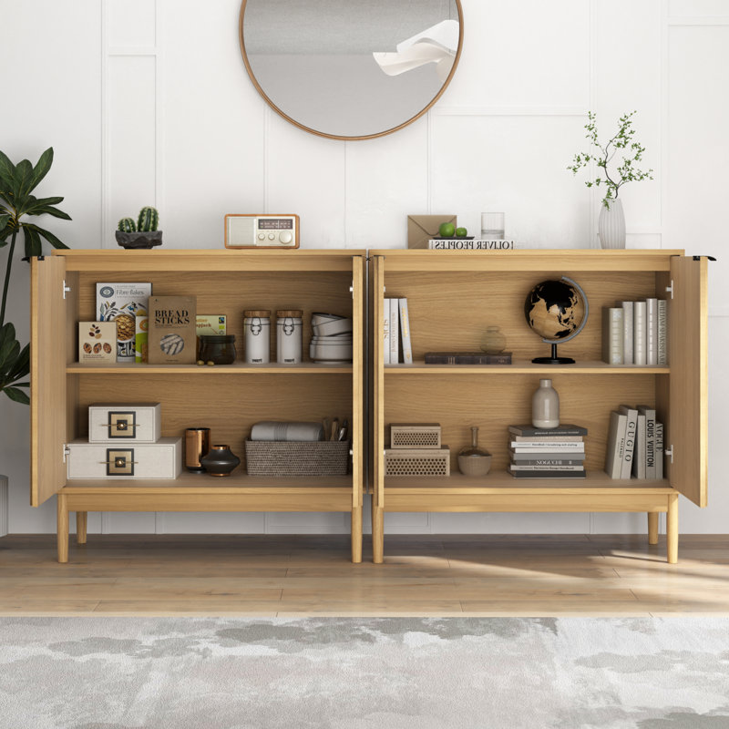 31"Sideboard with Adjustable Shelves(Set of 2), Brown