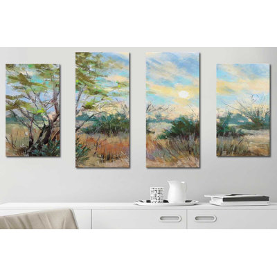 "Texas Sunrise" par Nancie King Mertz, ensemble de 4 reproductions sur toiles