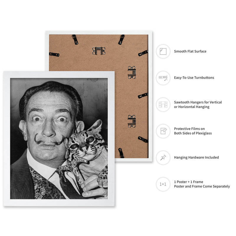 Salvador Dali et Pet, Poster, White Framed, 16"H x 20"W