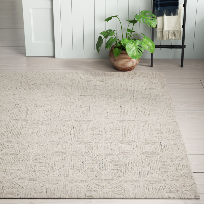 Linsly Hand Tufted Geometric Indoor Rug, Rectangle 11' x 15'