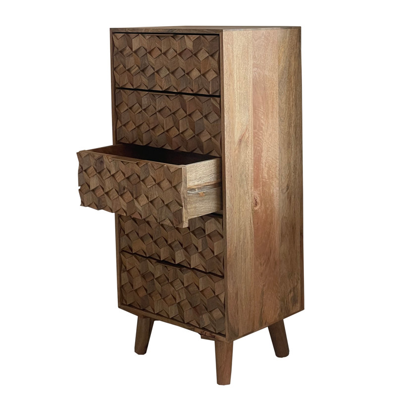 Covina Solid Wood 55 cm W Chest of 5 Drawers