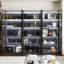 Combination Bookcase With Glass Doors And Led Lights, Display Cabin With 5-tier Shelveset-306985976-333203003