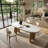 55" Mid-Century Oval Sintered Stone Dining Table with Wood Pedestal Base, Seats 4