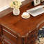 Bureau rectangulaire en bois massif brun noisette avec 5 tiroirs-216026276