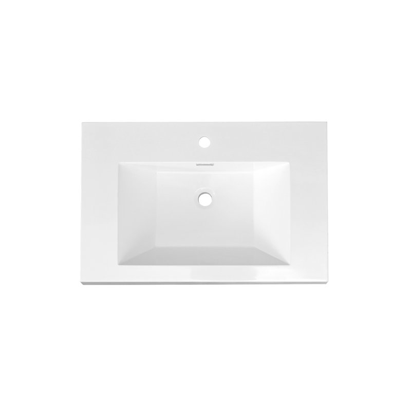 Évier intégré en résine 30 po à trou unique blanc pour meuble-lavabo à simple évier