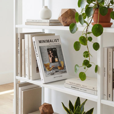 Livre de table basse moderne blanc, chaise minimaliste et livre décoratif de parfum - livre de présentation empilable scandinave pour tablette, manteau de cheminée et vestibule, 7,5 po x 10,6 po