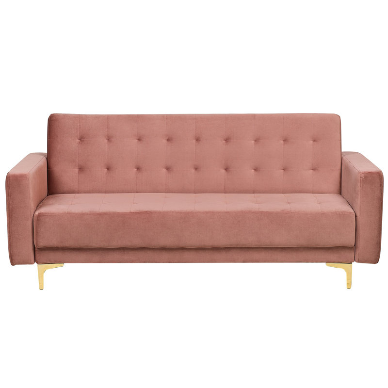Dublin 3 Seater Velvet Sofa, Pink, Gold
