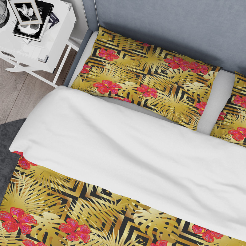 Ensemble de housse de couette de luxe de luxe avec style mid-century tropical iii, Twin Duvet Cover + 2 Shams