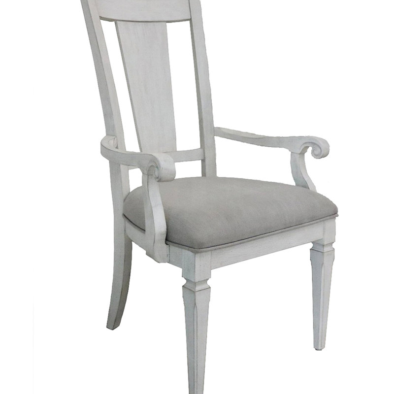 Fauteuils de salle à manger gris et blanc vieilli de 2 - sièges rembourrés en mousse, dossier à lattes chic 2 pièces pour et pour une élégance classique