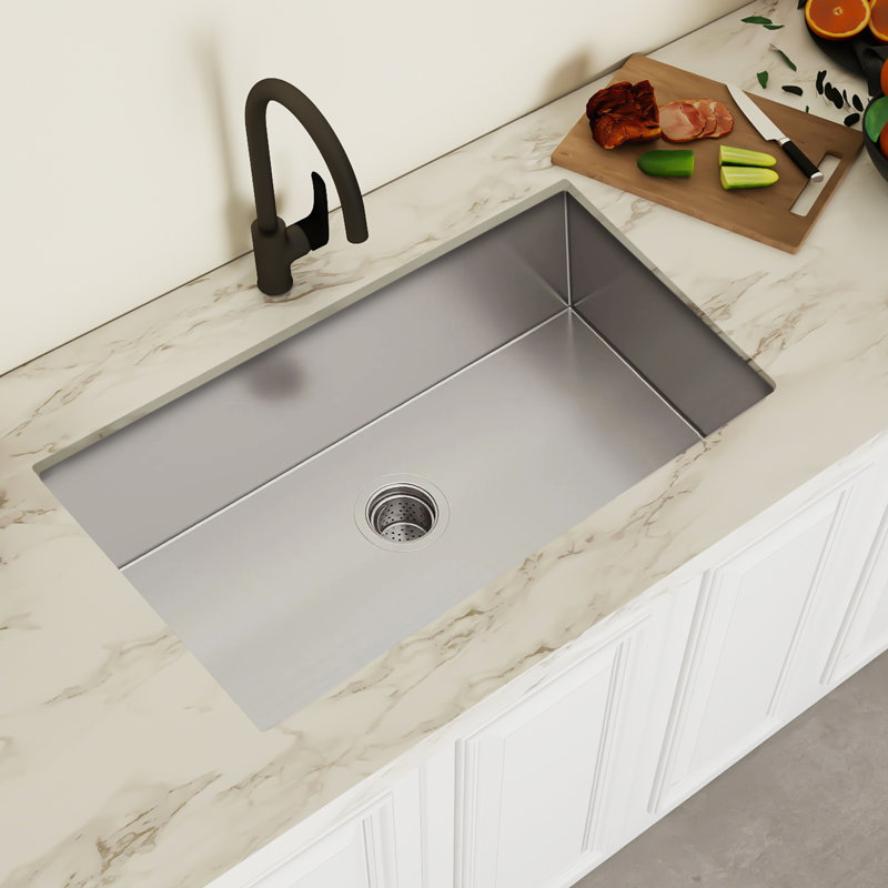 32-Inch Undermount Kitchen Sink 16 Gauge Stainless Steel Single Bowl - 32 X 19 X 10 Inch Deep Basin